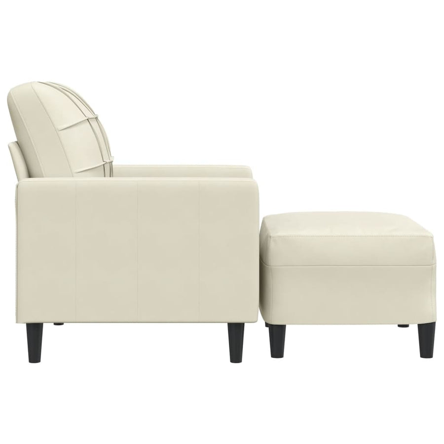 Fauteuil met voetenbank 60 cm fluweel crèmekleurig
