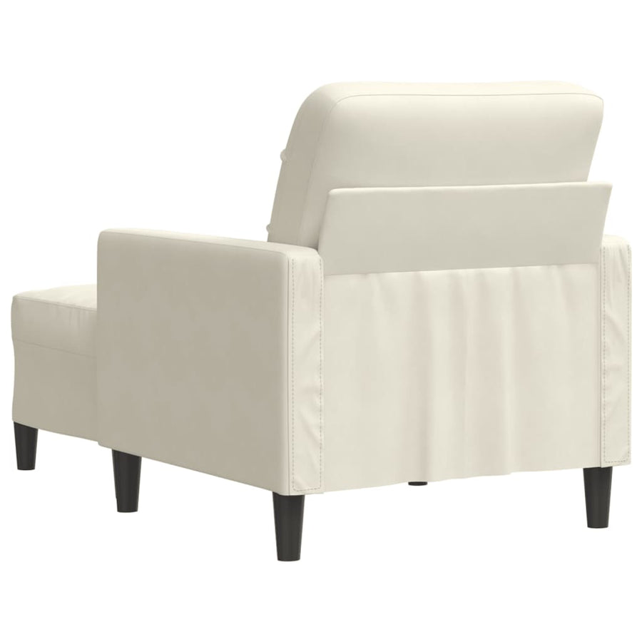Fauteuil met voetenbank 60 cm fluweel crèmekleurig