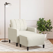 Fauteuil met voetenbank 77x77x80 cm crème fluweel