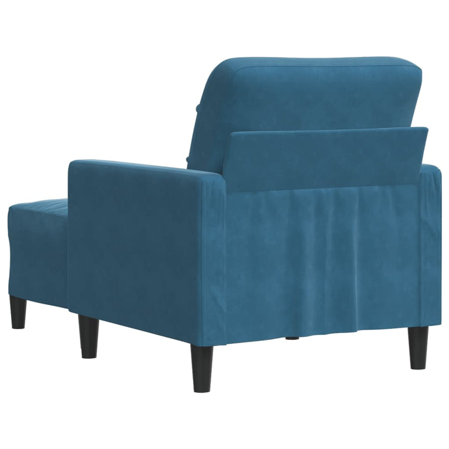 Fauteuil met voetenbank 60 cm fluweel blauw