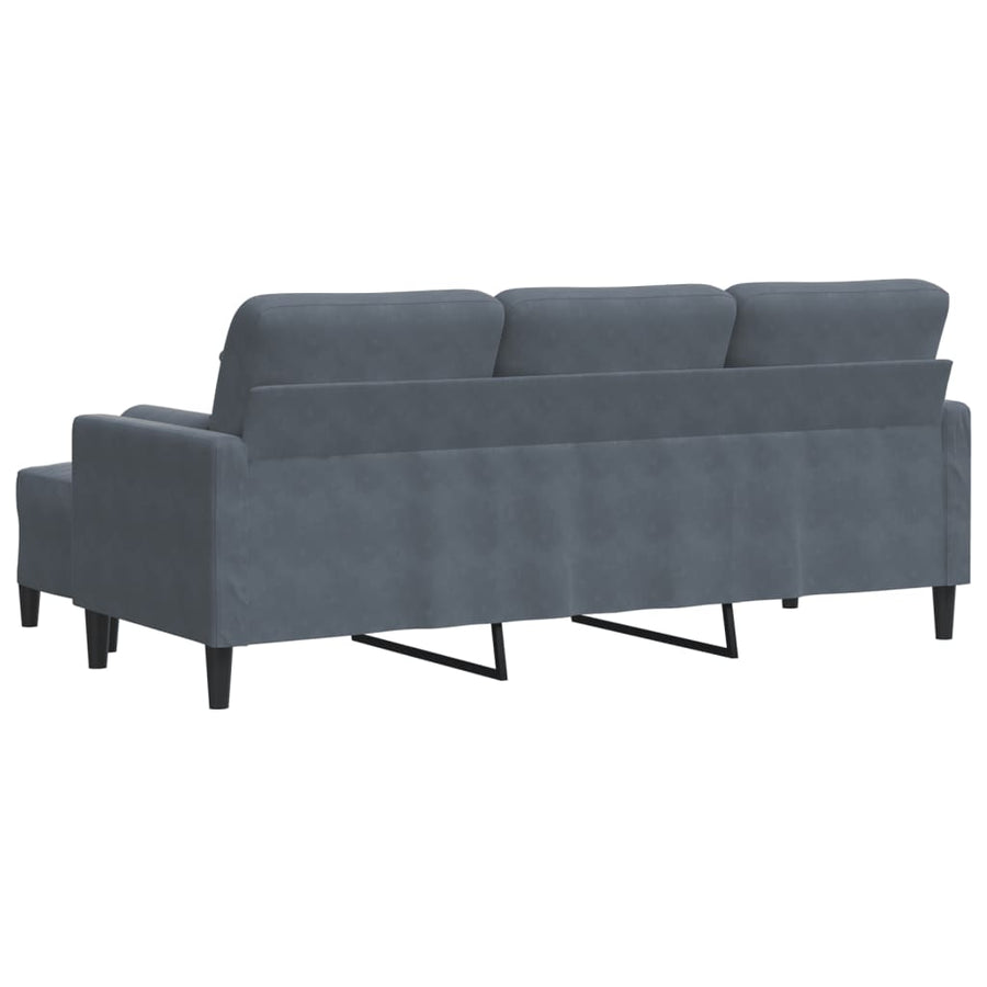 Driezitsbank met voetenbank 180 cm fluweel donkergrijs