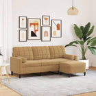 Three-seater sofa with footstool 180 cm velvet brown