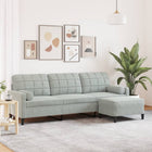 Three-seater sofa with footstool 210 cm velvet light grey