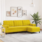 3-Seater Sofa with Ottoman 210 cm Velvet Yellow