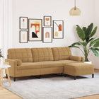 Three-seater sofa with footstool 210 cm velvet brown