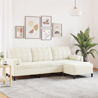 Three-seater sofa with footstool 210 cm velvet cream