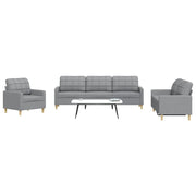 Loungeset 3-delig stof lichtgrijs