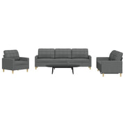 Loungeset 3-delig stof donkergrijs