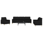 Loungeset 3-delig stof zwart