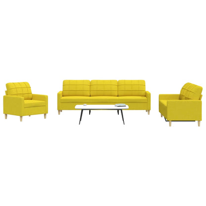 3-delige Loungeset stof lichtgeel