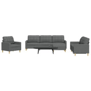 Loungeset 4-delig stof donkergrijs