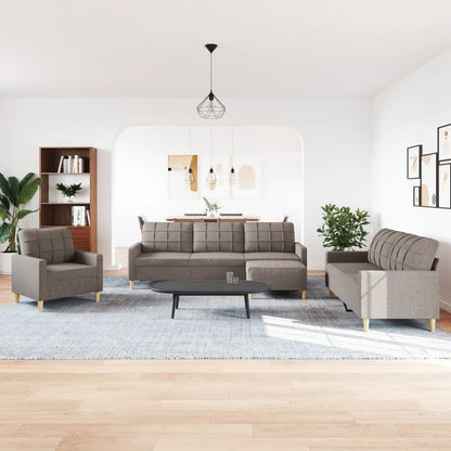 4-delige Loungeset met voetenbank stof taupe