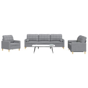 Loungeset 3-delig lichtgrijs polyester metaal