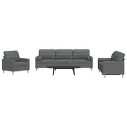 Loungeset 3-delig donkergrijs stof