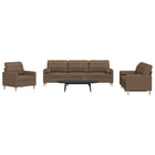 3-piece Lounge set with decorative cushions, fabric brown