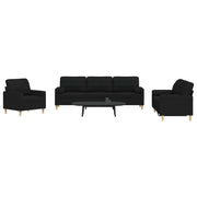 Loungeset 3-delig stof zwart