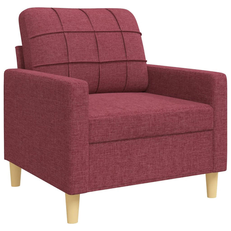 3-delige Loungeset met sierkussens stof wijnrood