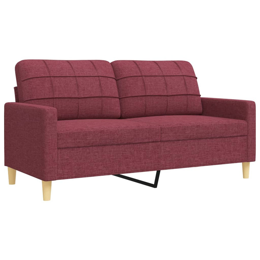 3-delige Loungeset met sierkussens stof wijnrood