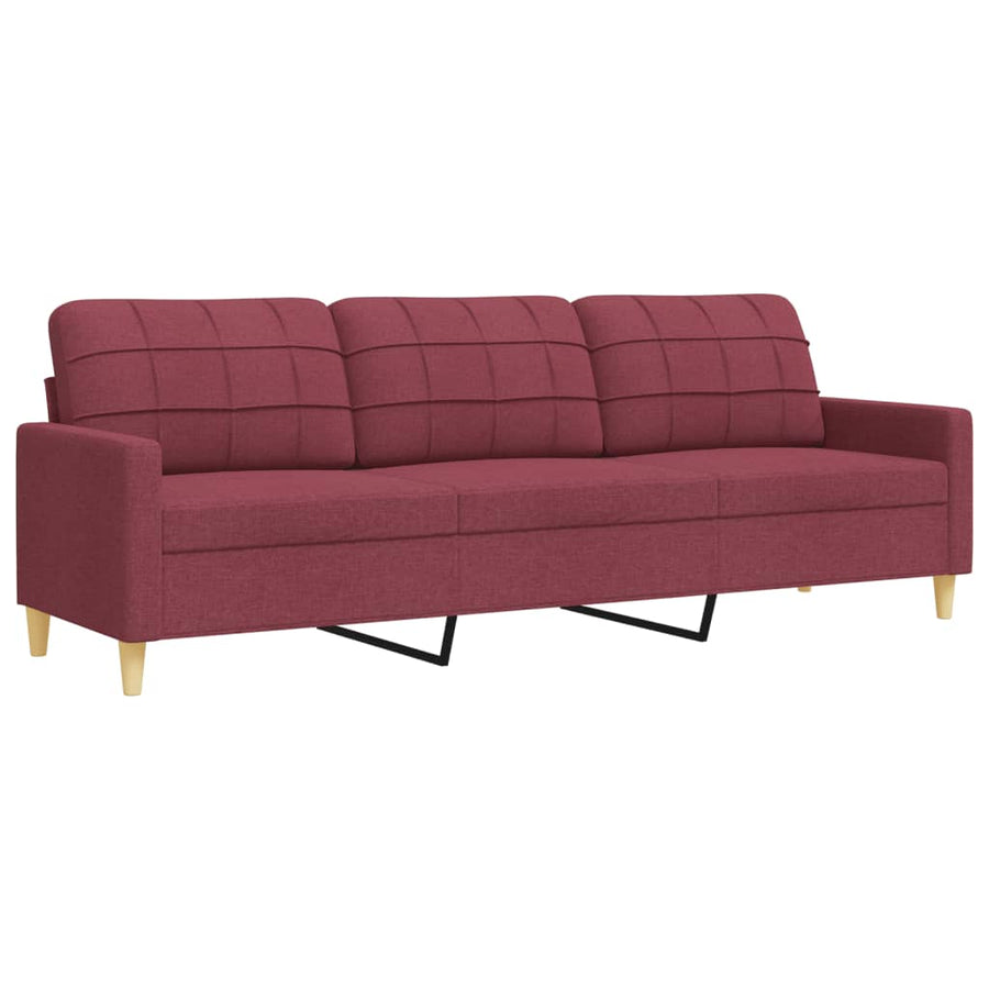 3-delige Loungeset met sierkussens stof wijnrood
