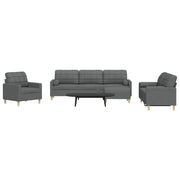 Loungeset 4-delig donkergrijs stof