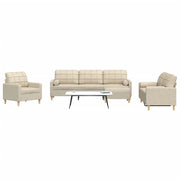 Loungeset 4-delig crèmekleurig stof