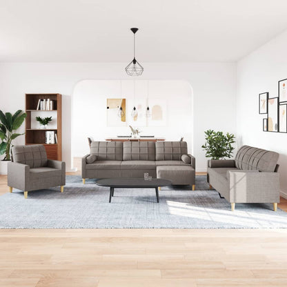 4-delige Loungeset met voetenbank en kussens stof taupe