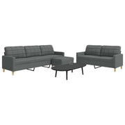 Loungeset 3-delig donkergrijs stof