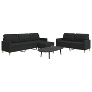 Loungeset 3-delig stof zwart met voetenbank