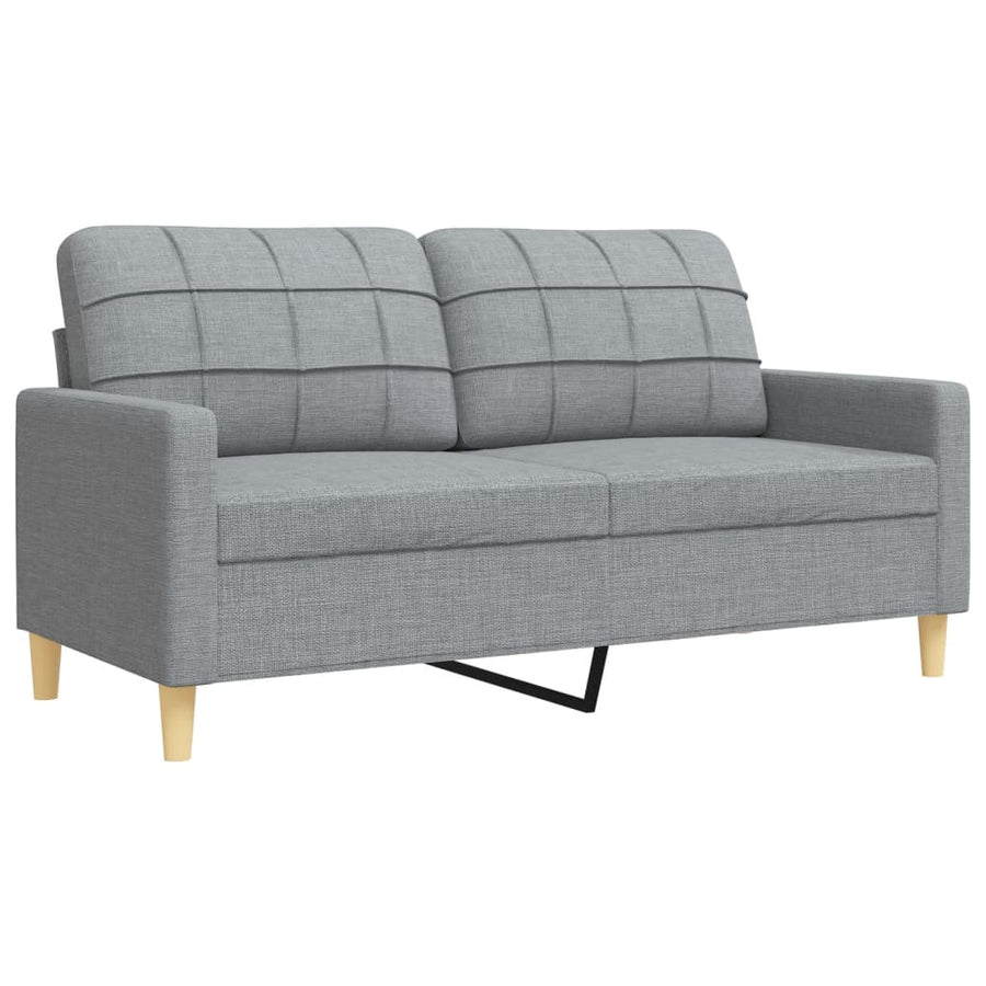 2-delige Loungeset met sierkussens stof lichtgrijs