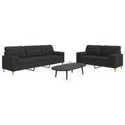 Loungeset 2-delig stof zwart met sierkussens