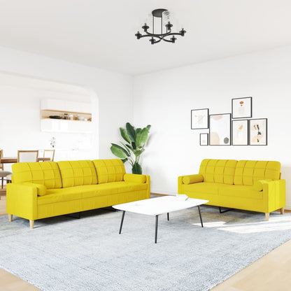 2-delige Loungeset met sierkussens stof lichtgeel