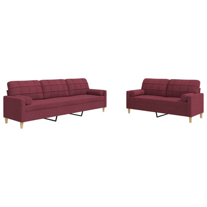 2-delige Loungeset met sierkussens stof wijnrood