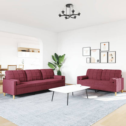 2-delige Loungeset met sierkussens stof wijnrood