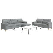 Loungeset 3-delig lichtgrijs stof met voetenbank