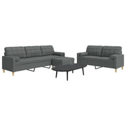 Loungeset 3-delig donkergrijs stof
