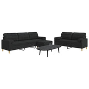Loungeset 3-delig stof zwart
