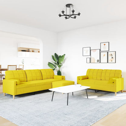 3-delige Loungeset met voetenbank en kussens stof lichtgeel
