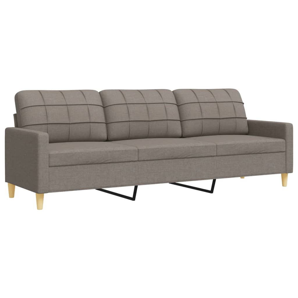 3-delige Loungeset met voetenbank en kussens stof taupe