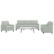Loungeset 3-delig fluweel lichtgrijs