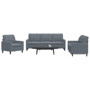 Loungeset 3-delig fluweel donkergrijs