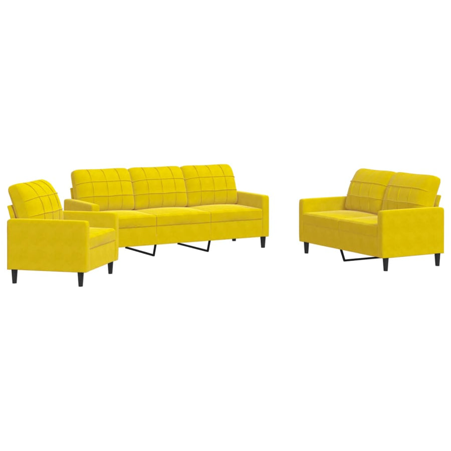 3-delige Loungeset met kussens fluweel geel