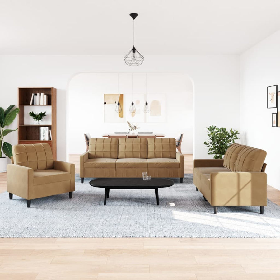 3-Delige Loungeset Met Kussens Fluweel 1