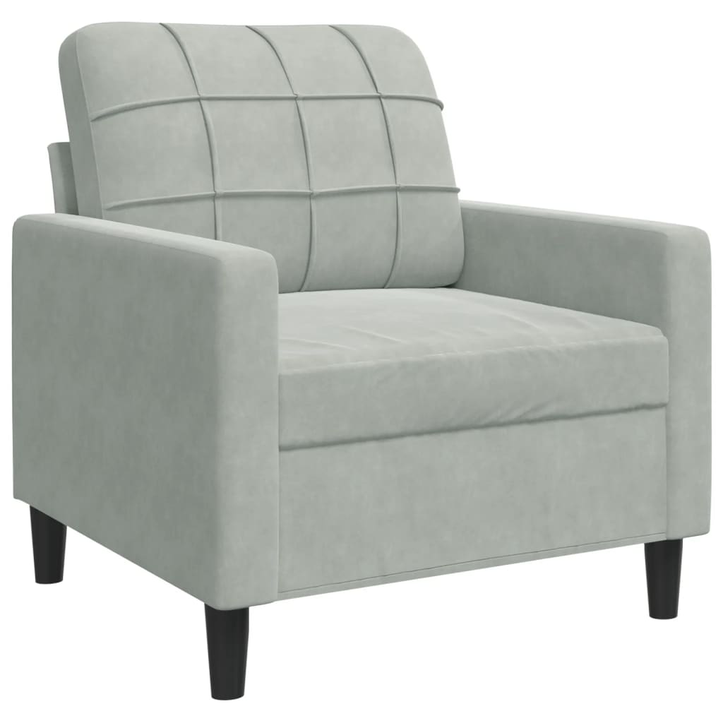 4-delige Loungeset met kussens fluweel lichtgrijs