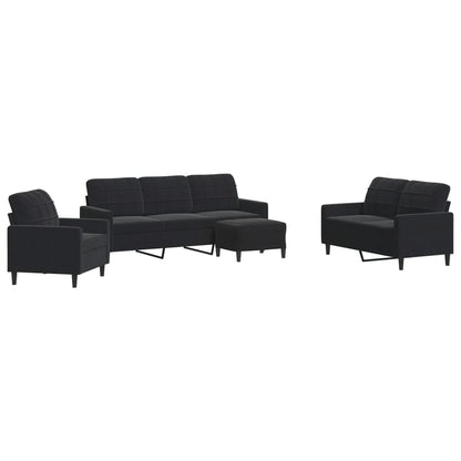 4-delige Loungeset met kussens fluweel zwart