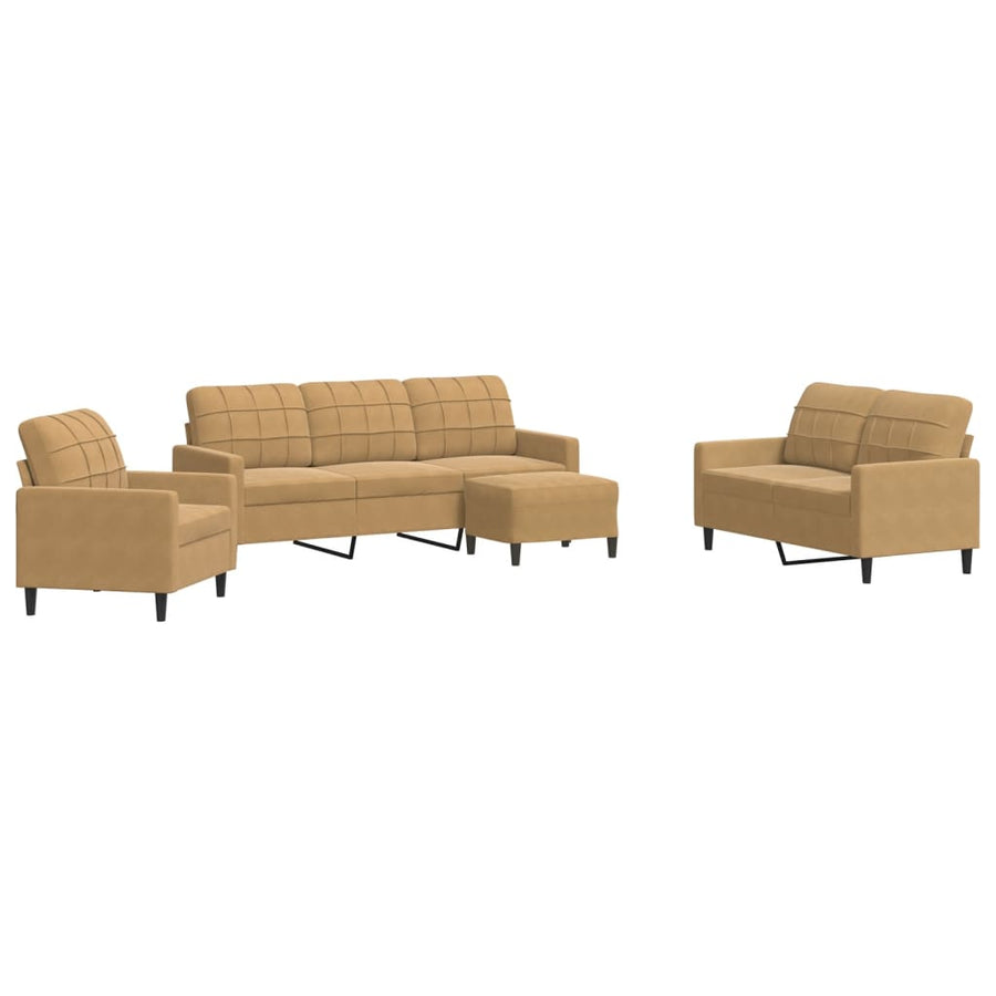 4-Delige Loungeset Met Kussens Fluweel 1