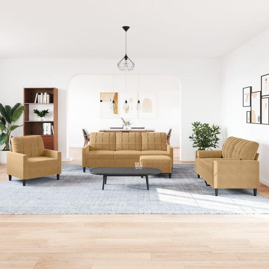4-Delige Loungeset Met Kussens Fluweel 1