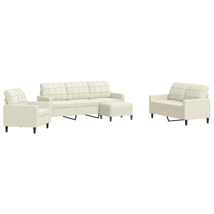 4-delige Loungeset met kussens fluweel crèmekleurig