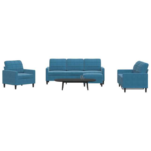 4-delige Loungeset met kussens fluweel blauw