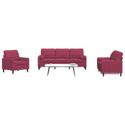 Loungeset 3-delig fluweel wijnrood