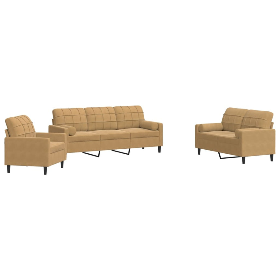 3-Delige Loungeset En Bolsters Fluweel 1
